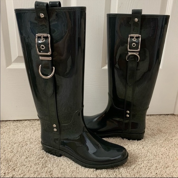 Coach Tasha Shiny Rainboots Size 8 - Picture 2 of 6